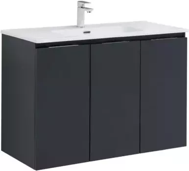 Тумба с раковиной «Aquanet» Алвита new 100 с 3 дверцами (Flat 100) подвесная антрацит