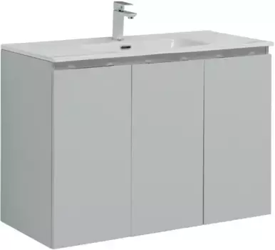 Тумба с раковиной «Aquanet» Алвита new 100 с 3 дверцами (Flat 100) подвесная серая