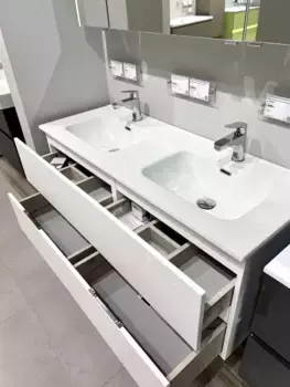Тумба с раковиной «Aquanet» Алвита new 60 двойная (Flat 120/46 254367) подвесная белая матовая