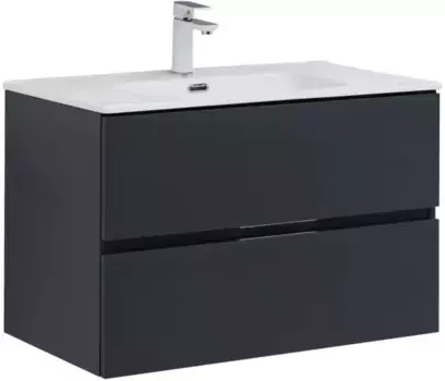 Тумба с раковиной «Aquanet» Алвита new 80 (Flat 80) подвесная антрацит матовый