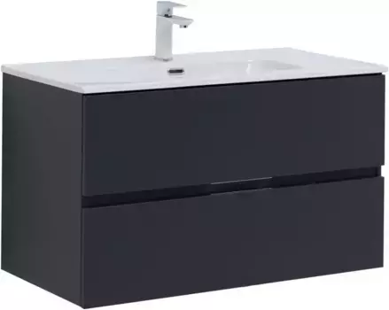 Тумба с раковиной «Aquanet» Алвита new 90 с ящиками (Flat 90/46) подвесная антрацит матовый