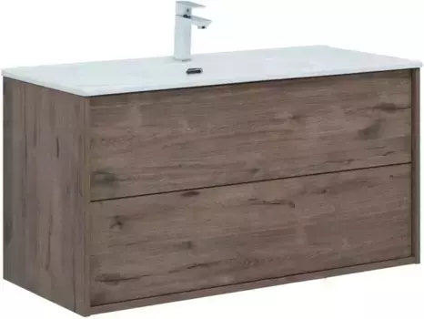 Тумба с раковиной «Aquanet» Lino 100 (Flat 100) подвесная Дуб Веллингтон