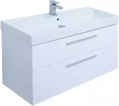 Тумба с раковиной «Aquanet» Nova 100 (Stance 100) без ручек подвесная белый глянец