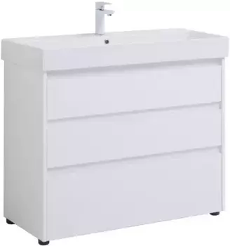 Тумба с раковиной «Aquanet» Nova Lite 100 с 3 ящиками (Stance 100) белый глянец