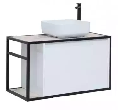 Тумба с раковиной «Aquanet» Nova Lite LOFT 90 столешница TF01 серая подвесная белый глянец правая