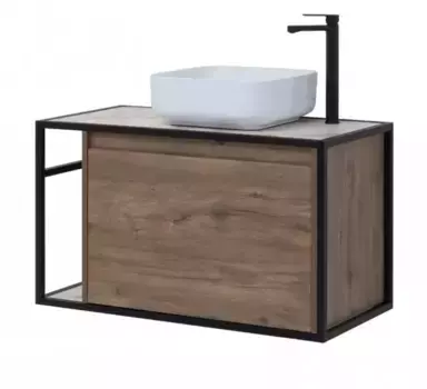 Тумба с раковиной «Aquanet» Nova Lite LOFT 90 столешница TF01 серая подвесная дуб рустикальный правая