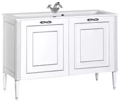 Тумба с раковиной «Aquanet» Паола 120 (Mikaela 1200C/D) белая с патиной серебро