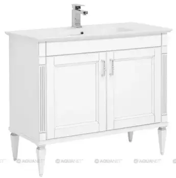 Тумба с раковиной «Aquanet» Селена 105 (Sharp 105 14105) белая с патиной серебро