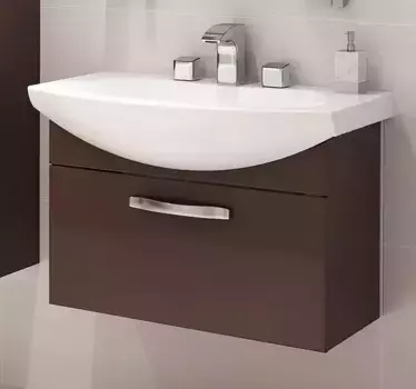 Тумба с раковиной «Aquaton» Ария 65 (Смайл 65) подвесная тёмно-коричневая