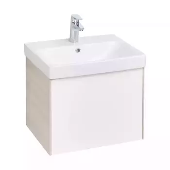 Тумба с раковиной «Aquaton» Асти 55 (Адриана 55) подвесная белый глянец/ясень шимо