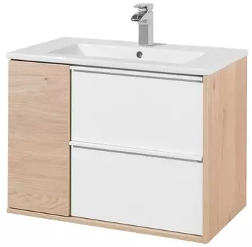 Тумба с раковиной «Aquaton» Бостон 75 (Quadro 75) подвесная белая/дуб эврика