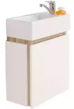 Тумба с раковиной «Aquaton» Эклипс 46 М (Эрис 46) подвесная белая/эбони светлый правая