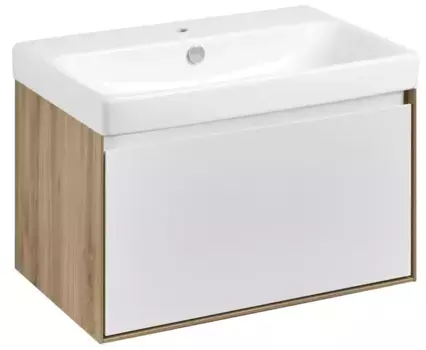 Тумба с раковиной «Aquaton» Либерти 70 (Адриана 70) подвесная белая глянцевая/дуб эльвезия