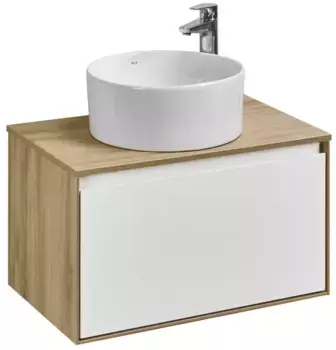 Тумба с раковиной «Aquaton» Либерти 70 (Mila 40) 1A281203LYC70) подвесная белая глянцевая/дуб эльвезия