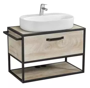 Тумба с раковиной «Aquaton» Лофт Фабрик 80 (Одри 62/42) подвесная дуб Эндгрейн