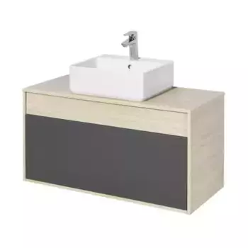 Тумба с раковиной «Aquaton» Лофт Урбан 100 (Джой 3) подвесная графит/дуб орегон