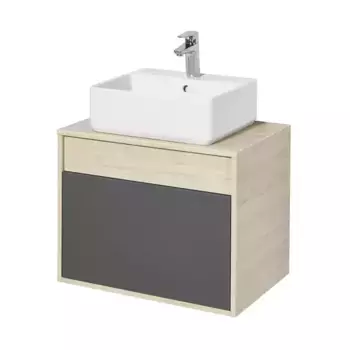 Тумба с раковиной «Aquaton» Лофт Урбан 65 (Джой 3) подвесная графит/дуб орегон