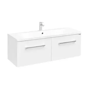 Тумба с раковиной «Aquaton» Мадрид 120 М с 2 ящиками (Айрис 120) подвесная белая