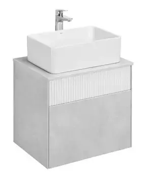 Тумба с раковиной «Aquaton» Марбл 60 (Mila 50/35) подвесная Слэйт-белый матовый