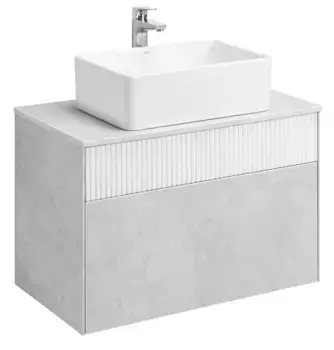 Тумба с раковиной «Aquaton» Марбл 80 (Mila 50/35) подвесная Слэйт-белый матовый