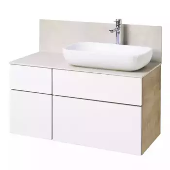 Тумба с раковиной «Aquaton» Мишель 100 (Infinity 60/36) 1A253303MIX40) подвесная белая/дуб Эндгрейн