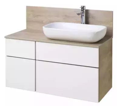 Тумба с раковиной «Aquaton» Мишель 100 (Лола 60) 1A253103MIX40) подвесная белая/дуб Эндгрейн
