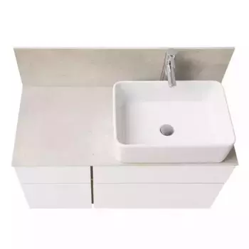 Тумба с раковиной «Aquaton» Мишель 100 (Mila 50/35) 1A253303MIX40) подвесная белая/дуб Эндгрейн