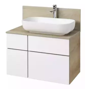 Тумба с раковиной «Aquaton» Мишель 80 (Лола 60) 1A253003MIX40) подвесная белая/дуб Эндгрейн