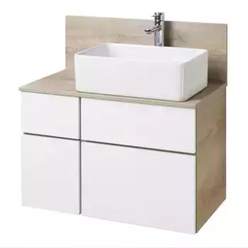 Тумба с раковиной «Aquaton» Мишель 80 (Mila 50/35) 1A277003MIX40) подвесная белая/дуб Эндгрейн