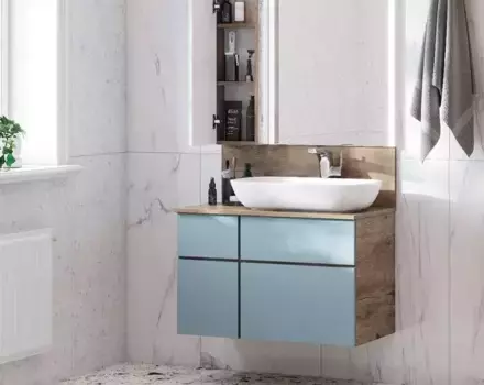 Тумба с раковиной «Aquaton» Мишель 80 New (Лола 60) 1A277003MIDR0) подвесная фьорд/дуб Рустикальный