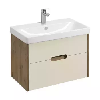 Тумба с раковиной «Aquaton» Оливия 80 (Адриана 80) подвесная бежевая/дуб Веллингтон