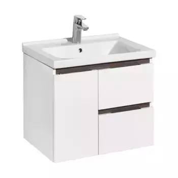 Тумба с раковиной «Aquaton» Рене 60 (Fest 60 F01) подвесная белая/грецкий орех