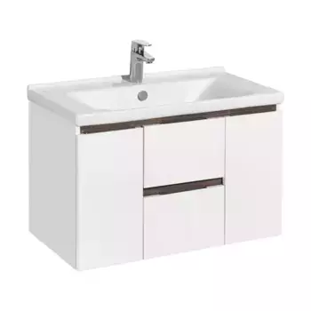 Тумба с раковиной «Aquaton» Рене 80 (Миранда 80) подвесная белая/грецкий орех