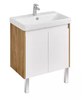 Тумба с раковиной «Aquaton» Сканди Doors 80 (Адриана 80) белый глянец/дуб Рустикальный