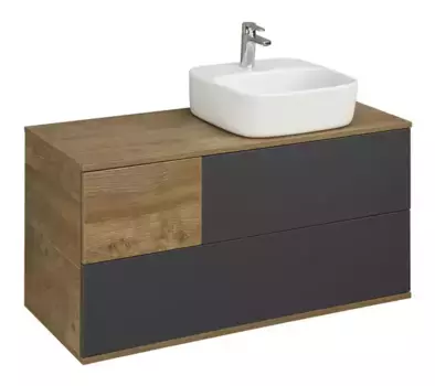 Тумба с раковиной «Aquaton» Терра 105 (Одри 42/42) подвесная антрацит/дуб Кантри
