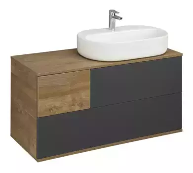 Тумба с раковиной «Aquaton» Терра 105 (Одри 62/42) подвесная антрацит/дуб Кантри