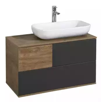 Тумба с раковиной «Aquaton» Терра 85 (Infinity 60/36) подвесная антрацит/дуб Кантри