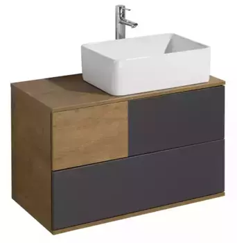 Тумба с раковиной «Aquaton» Терра 85 (Mila 50/35) подвесная антрацит/дуб Кантри