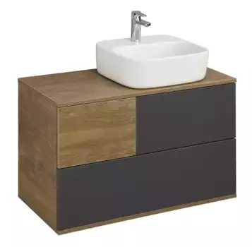 Тумба с раковиной «Aquaton» Терра 85 (Одри 42/42) подвесная антрацит/дуб Кантри