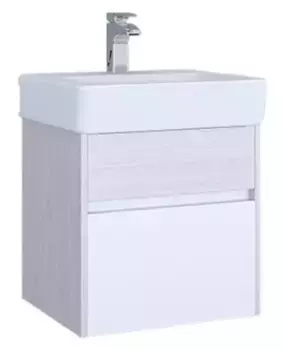 Тумба с раковиной «Aquaton» Верди 50 (Нео 50) подвесная белая/ясень фабрик