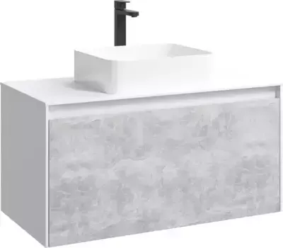Тумба с раковиной «Aqwella 5 Stars» Mobi 100 (Джой 46) подвесная бетон светлый/белая