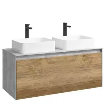 Тумба с раковиной «Aqwella 5 Stars» Mobi 120 (Олимпия 56) подвесная дуб балтийский/бетон светлый