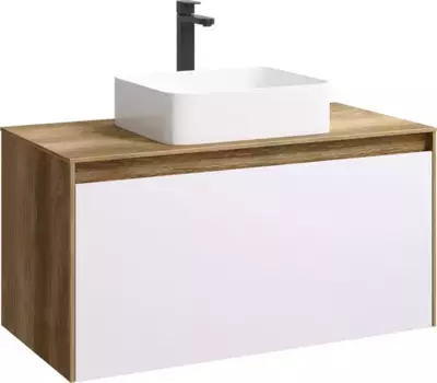 Тумба с раковиной «Aqwella 5 Stars» Mobi 100 (Джой 46) подвесная белая/дуб балтийский