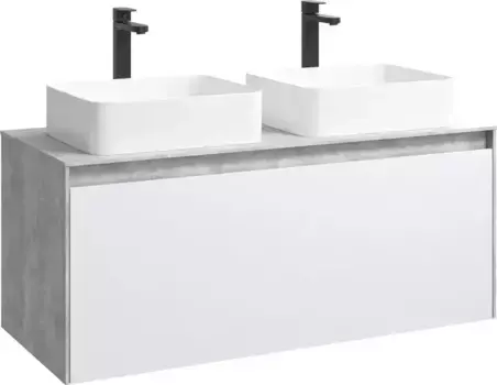 Тумба с раковиной «Aqwella 5 Stars» Mobi 120 (Джой 46) подвесная белая/бетон светлый