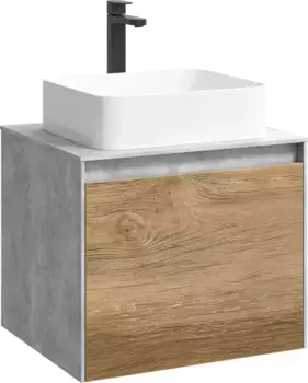 Тумба с раковиной «Aqwella 5 Stars» Mobi 60 (Джой 46) подвесная дуб балтийский/бетон светлый