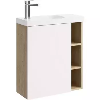 Тумба с раковиной «Aqwella» Alba 60 (Compact Slim 60) подвесная белая/дуб давос левая