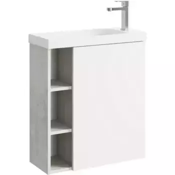 Тумба с раковиной «Aqwella» Alba 60 (Compact Slim 60) подвесная белая/светлый камень правая