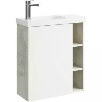 Тумба с раковиной «Aqwella» Alba 60 (Compact Slim 60) подвесная белая/светлый камень левая