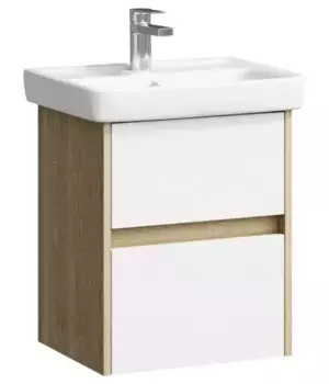 Тумба с раковиной «Aqwella» Сити 50 (Мини 50) подвесная белая/дуб балтийский