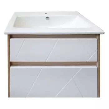 Тумба с раковиной «ASB-Woodline» Диана 60 (Элина 60) подвесная белая/дуб янтарный